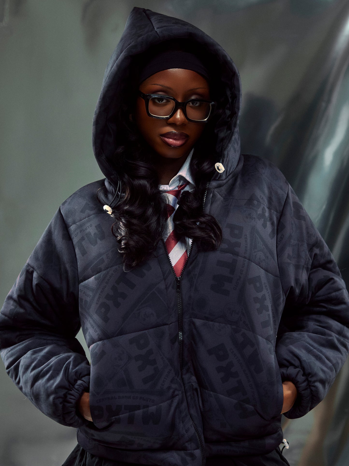 CURRENCY PUFFER JACKET(BLACK)