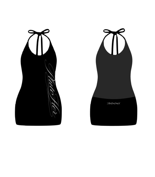 BACKLIT MINI HALTER DRESS